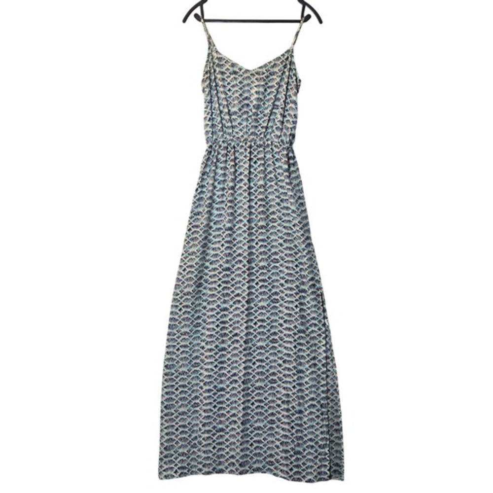 Barneys New York Silk Sleeveless Maxi Dress Blue White S Quiet Luxury Coastal